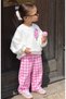 Girl's Bottom Gabardine Trousers Set with Back Print Detail