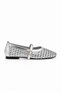 Alira Silver Gold Buckle Detailed Knitted Ballerinas