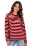 Women's Striped Sweatshirt |   Oversize Wide Cut |   Bicycle Collar |   Thin Knitted Fabric |   Daily Wear |   Modern Sports Style |   Comfortable Combination |   Stripe Patterned Women's Top Clothing |   Casual Style