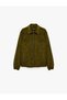Regular Fit Long Sleeve Pocketed Shirt Collar Zippered Corduroy Jacket