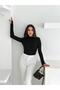 Women's Half Turtleneck Finger-Looped Full Stretch Fabric Buzz Bodysuit - 5