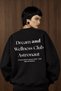 Women's Oversize Sweatshirt Wellness Printed Black – Crew Neck, 3 Thread Raster Fleece, Drop Shoulder