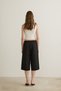 Clara High Waist Pleated Wide Leg Black Capri Pants - 3