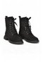 Women's Lace-Up Zippered Black Suede Boots with Accessories Stylish Comfortable Boots 454117 - 4