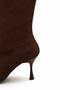 Women's Brown Suede Pointed Toe Thin Heeled Mid-Sewn Below-The-Knee Boots - 4