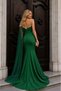 Women's One-Shoulder Stone Embellished Tulle Cape Detailed Slit Glitter Crepe Evening Dress - 3