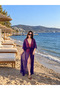 Women's Purple Lycra Tulle Beach Dress - 2