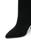 Women's Black Suede Pointed Toe Thin Heeled Mid-Sewn Below-The-Knee Boots - 4