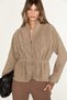 Arbour Women's Stopper Drawstring Detailed Zippered Fleece Mink Sweatshirt