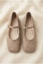 Argus Women's Ballerina Flats with Wedge Heels and Strapped Buckle in Mink Suede - 3