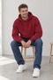 Men's Oversize Hooded Basic Sweatshirt with Kangaroo Pocket, Burgundy - 2