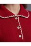 Women's Polo Collar Buttoned Contrast Ribbed Soft Textured Knitwear Sweater - 3