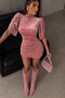 Drapeli Sleeve Stone Detailed Velvet Mini Dress