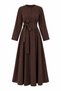 Brown Casual Pleated Dress - 2Y2330