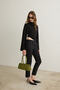 Camila Half Turtleneck Black Blouse with Slit Sleeves - 5