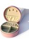 Small Round Portable Travel Jewellery Organiser Case Pink - 5