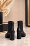 Women's Black Pointed-Toe Side-Zipper Thick-Heeled Casual Boots - Heeled Boots - 4