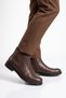 Men's Brown Fur Lined Cold Resistant Non-Slip Sole Genuine Leather Zippered Side Elastic Classic Boots 455 - 3