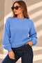 Women's Crew Neck Ribbed Knit Sweater Cty-Şml-265083