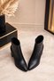 Women's Black Pointed-Toe Side-Zipper Thick-Heeled Casual Boots - Heeled Boots - 2