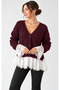 Women's Skirt with Lace Sleeves Wool Knitwear Cardigan