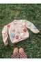 Women's Hand-Knitted 3D Embossed Rose Motif Cardigan - Mother's Handmade Knitted Crop Cardigan - 3