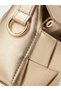 Champagne Gold Metallic Knitted Textured Women's Shoulder and Crossbody Bag Bsk2026 - 2