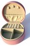Small Round Portable Travel Jewellery Organiser Case Pink - 2
