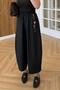 Black, Elastic Waist Pants with Accessory Details Per51489