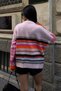 Women's Pink Striped Soft Textured Oversize Knit Sweater - 5