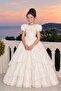 Girls' Evening Dress, Bubble Sleeves, Draped Bridal Gown - 2