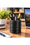 2-Piece Car Tire Design Pen Holder Set – Decorative Desktop Organizer, Office and Study Desk Pen Holder, Black - 5