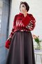 Premium Bell Model Scuba Skirt with Elastic Waist - Brown - 4