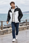 Xn-9116 Men's Black and White Casual Hooded Coat