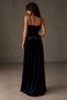 Eyelet Detailed Double Slit Velvet Long Dress - 6