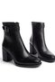Women's Black Leather Thermo Rubber Sole Stone Buckle Boots - 5
