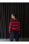 Women's Striped Oversize Crop Sweatshirt - 4