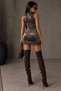 Drawstring Guipure Detail Velvet Mini Dress - 3