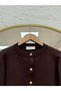 Evelina Gold Buttoned Pocketed Short Knitwear Cardigan-Zi̇7077 Brown - 3