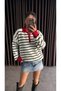 Women's Zippered Striped Sweater - 3