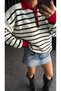 Women's Zippered Striped Sweater - 4