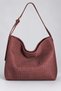 Burgundy Women's Knitted Textured Adjustable Strap Suede Look Women's Hobo Shoulder Bag
