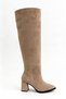Siena Beige Suede Women's Boots with Knee-High Heels - 5
