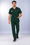 (E-Flex) Hunter Green Lycra Men's Non-Ironing Fake Sleeve Nurse and Doctor Uniform Set Scrubs Hospital Uniform - 3