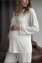 Veloria Shirt Collar Lace Embroidered Maternity and Postpartum Pajama Set - 4