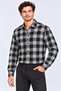 Men's plaid checkered batik washed fleece long sleeve regular fit lumberjack shirt - black - 2