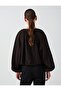 Bitter Brown Elastic Waist Crew Neck Relaxed Cut Textured Blouse - 6