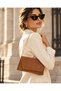 Tan Suede Shk350 Chain Strap, Magnetic, 3 Compartments, Women's Evening Dress and Clutch, Hand and Shoulder Bag - 2