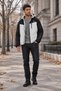Xn-9581 Men's Black and White Casual Hooded Coat