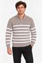 Men's stand collar half zippered striped thessaloniki knitwear sweater - beige